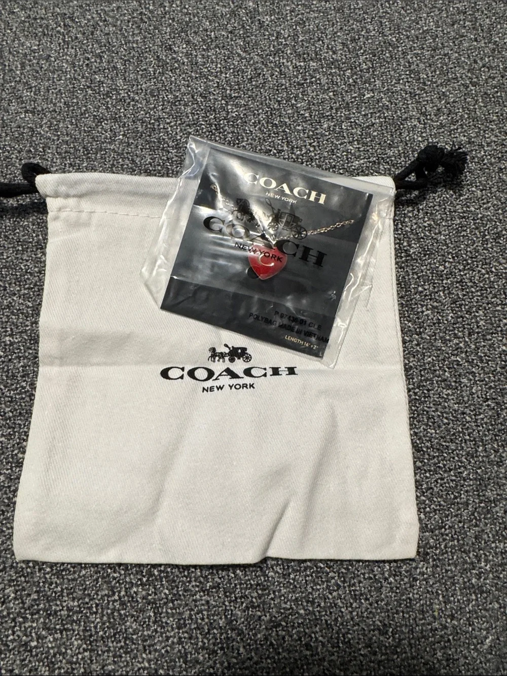 Coach Red Heart Pendant Necklace with Silver Chain